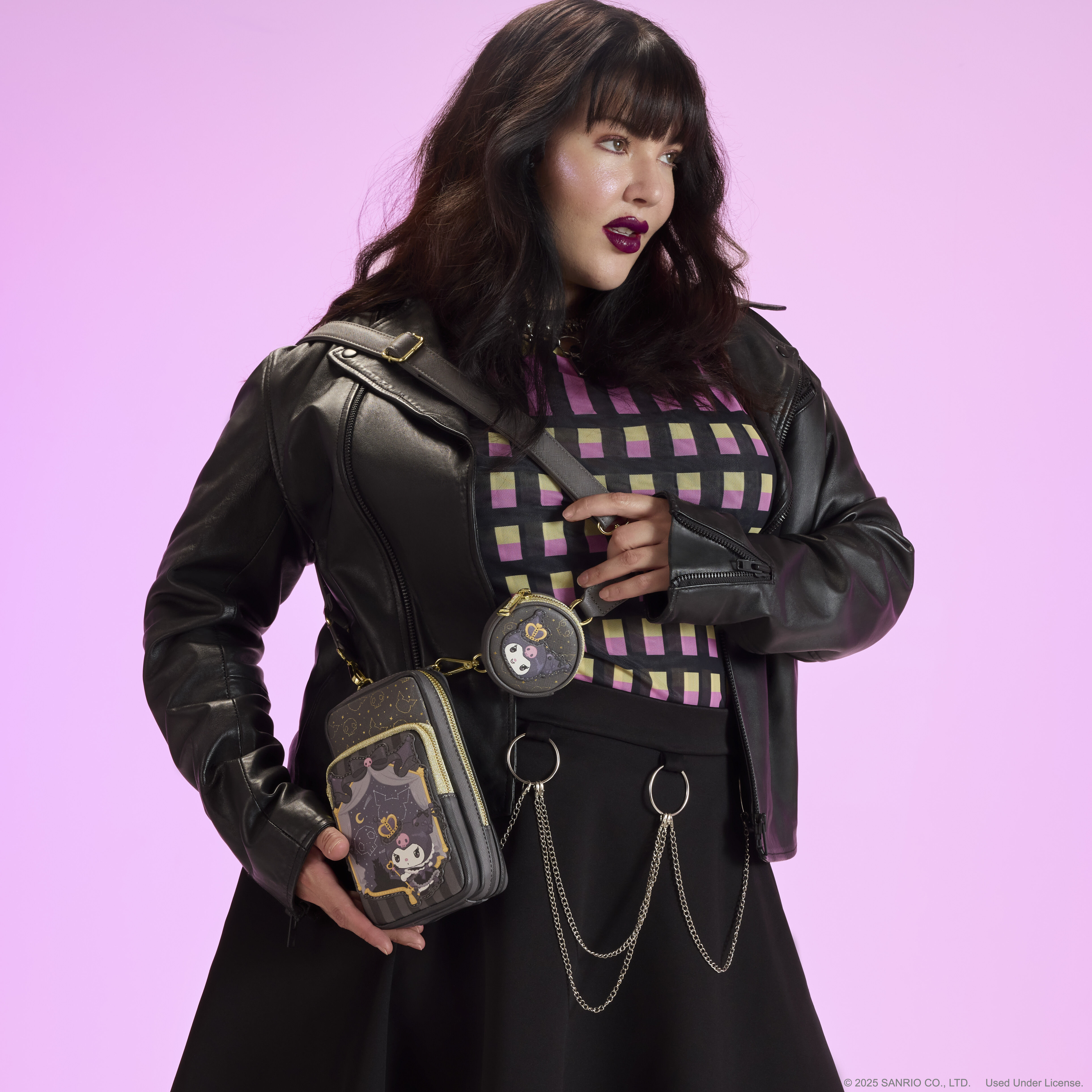 Sanrio Kuromi 20th Anniversary Cell Phone Crossbody Bag with Coin Bag - Image 2