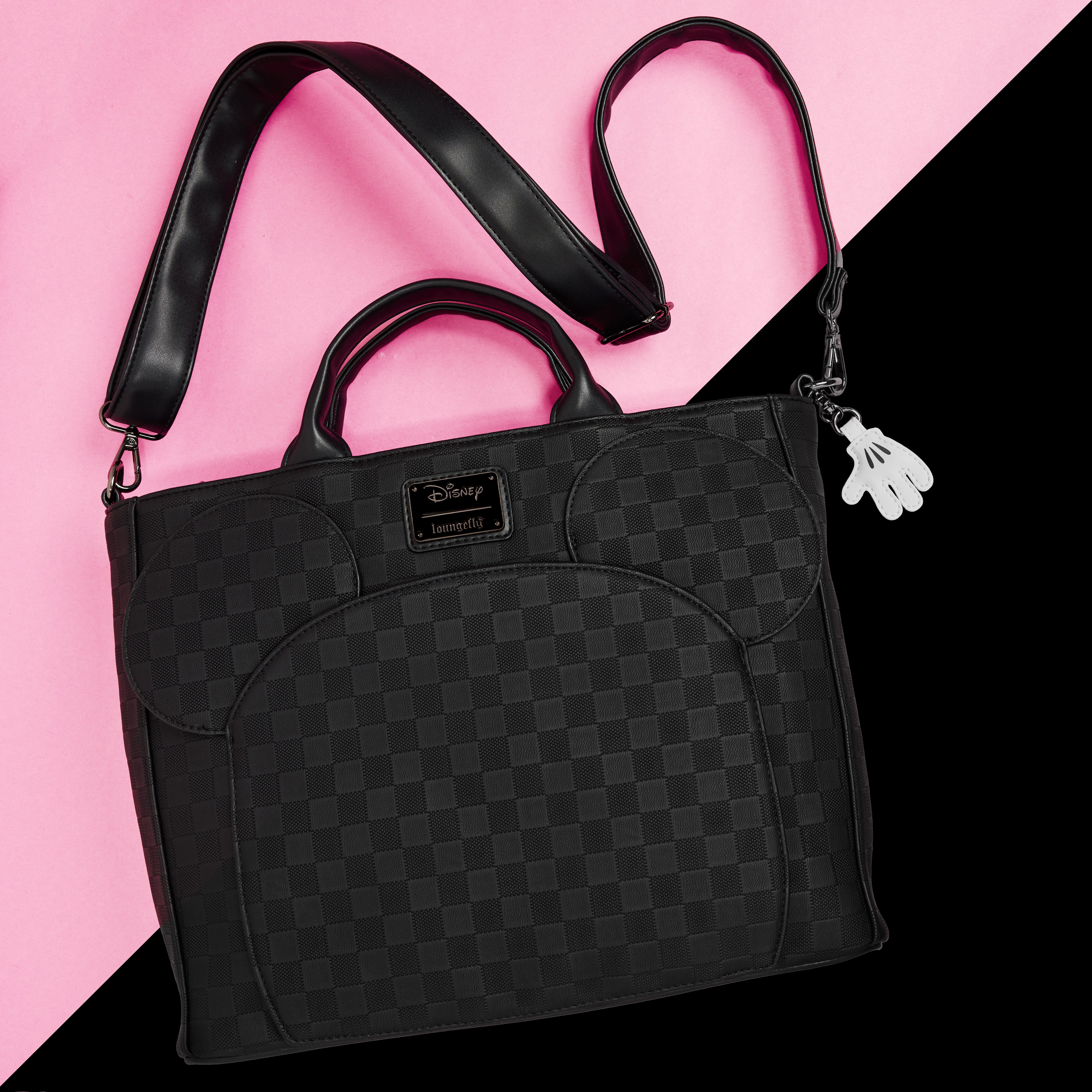 Mickey Mouse Checkered Texture Convertible Backpack & Tote Crossbody Bag - Image 2